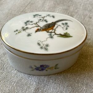 VTG Rosenthal Bavaria porcelain oval trinket box Pheasant